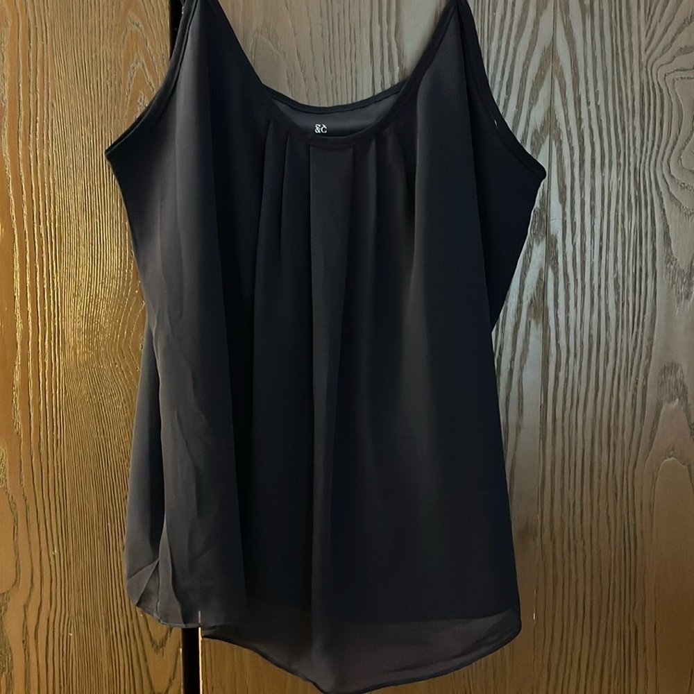 NY & C spaghetti strapped navy blue sheer top with lining. Size Medium.